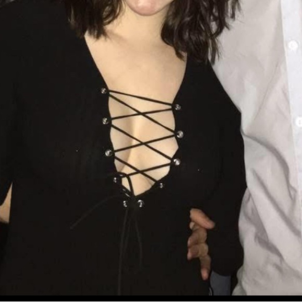 Forever 21 Black Eyelet Detail Bodysuit